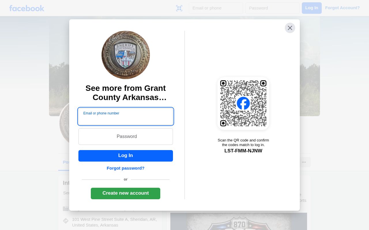 Grant County arrest record source on the official sheriff Facebook channel